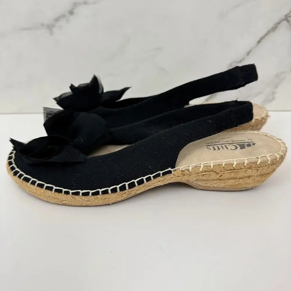 Cliffs By White Mountain Womens Sling Back Fabric Espadrille Size 8 Bow Black